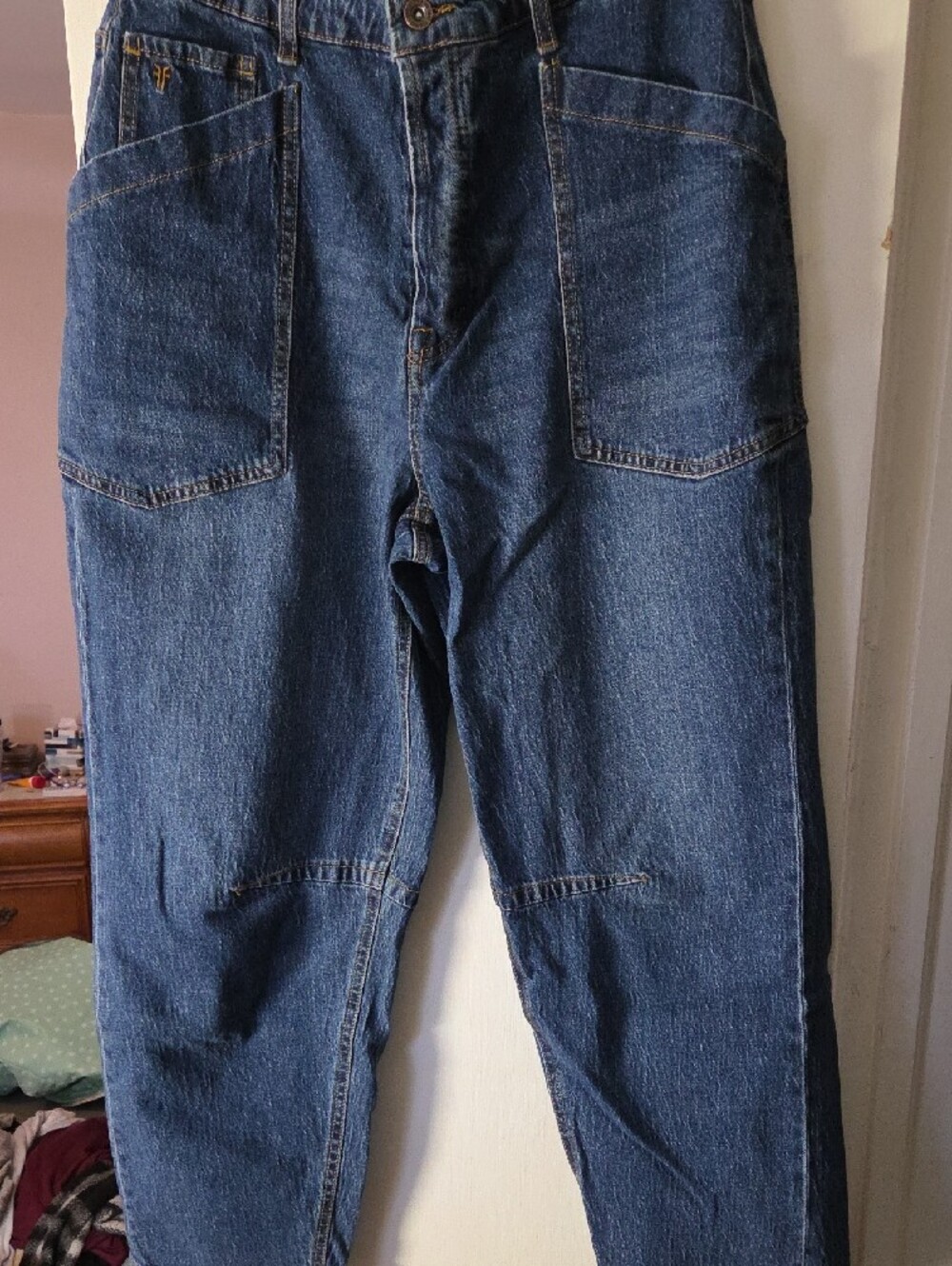 FRYE Dark Blue Barrel Jeans - Picture 3 of 6